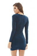V Front Slinky Ruched Dress