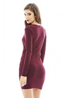 V Front  Slinky Ruched  Dress