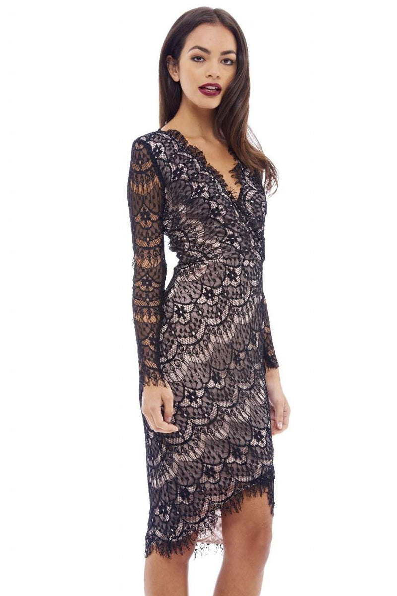 Crossover Lace Bodycon Dress