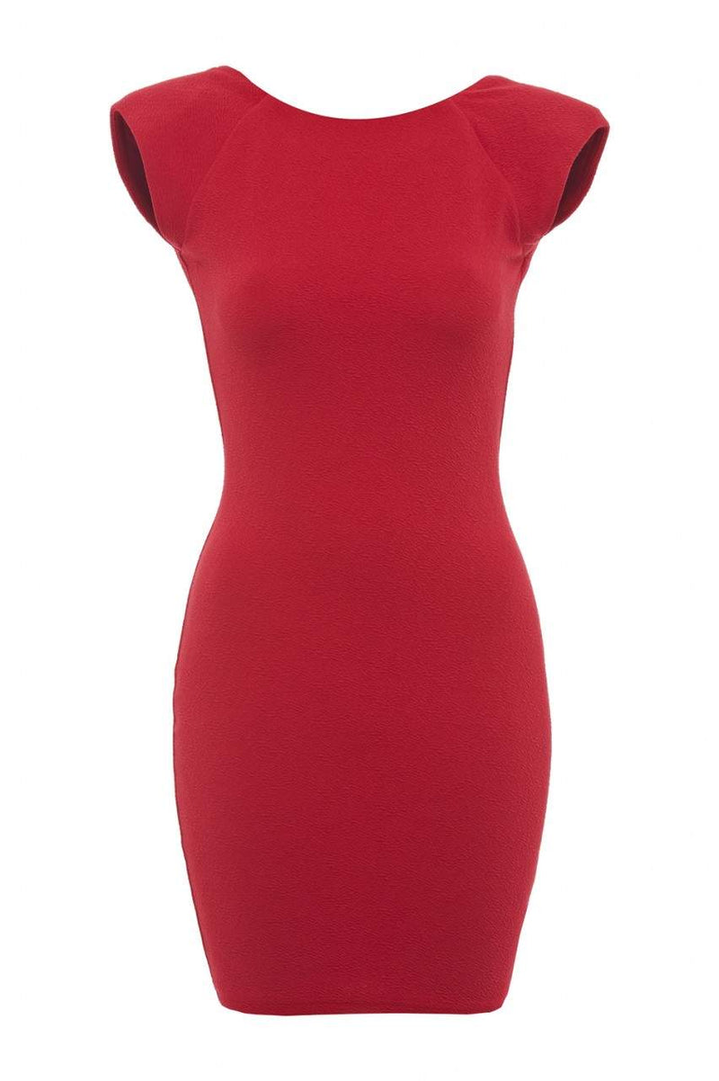 Waffle Bodycon Shoulder Pad Dress