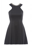 Embellished Neck Skater Dress