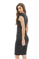Cap Sleeve Embellished Neckline Bodycon Dress