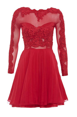 Lace Detail Pleated Skater Dress