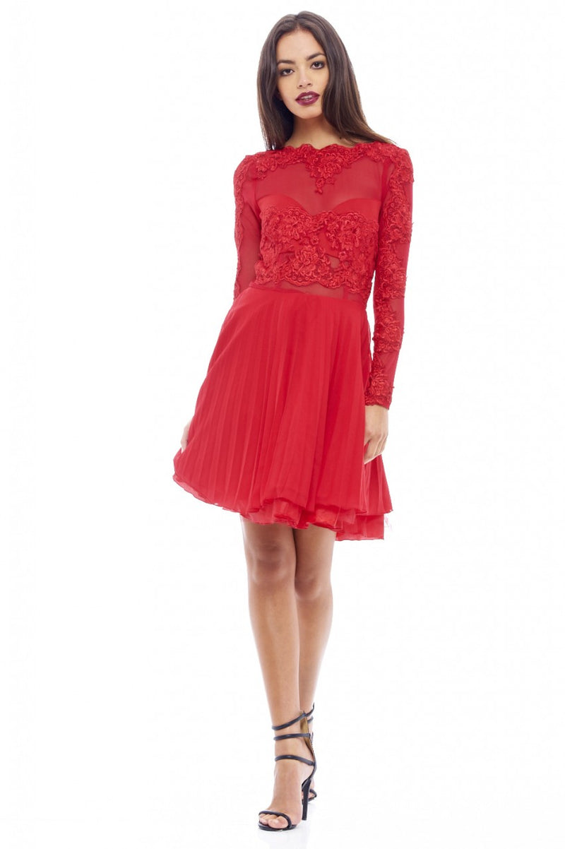 red frill detail pleated skater dress Bright Orange Frill Detail Pleated Skater Dress Size 10 UK/ Medium