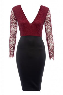 2 in 1 Long Sleeved Lace Dress