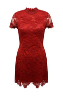 Red High Neck Lace Dress