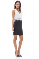 Lace V Wrap Front Bodycon Dress