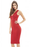 V Neck Lace Bodycon Dress