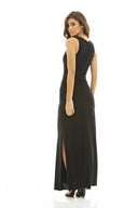 High Neck Ruched Maxi Dress