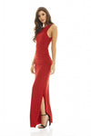 High Neck Ruched Maxi Dress