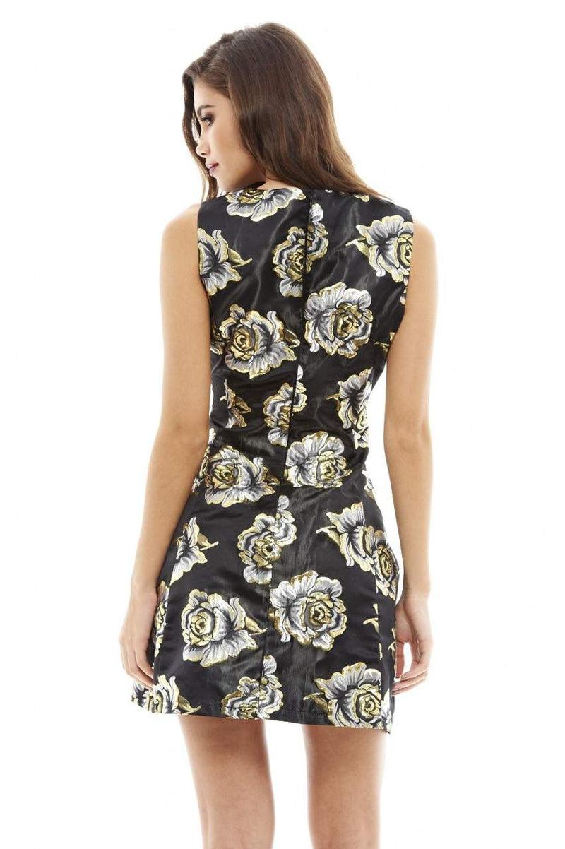 Metallic Floral Skater Dress