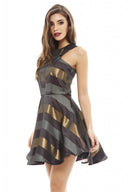 Metallic Striped Skater Dress