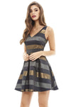 V  Front Striped Skater Dress