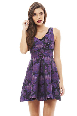 Bright Floral V front Skater Dress