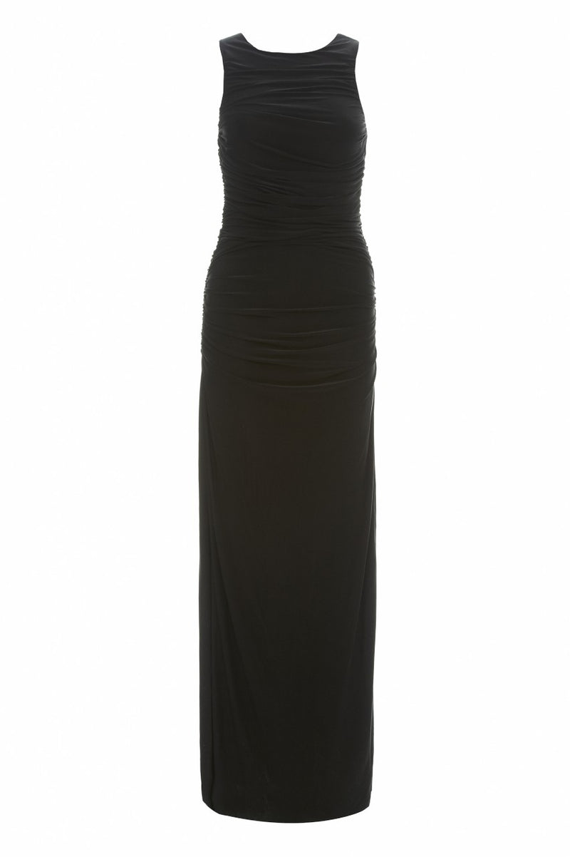 High Neck Ruched Maxi Dress