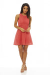 Coral Ladder Detail Skater   Dress