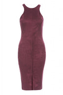 Faux Suede Bodycon Midi Dress