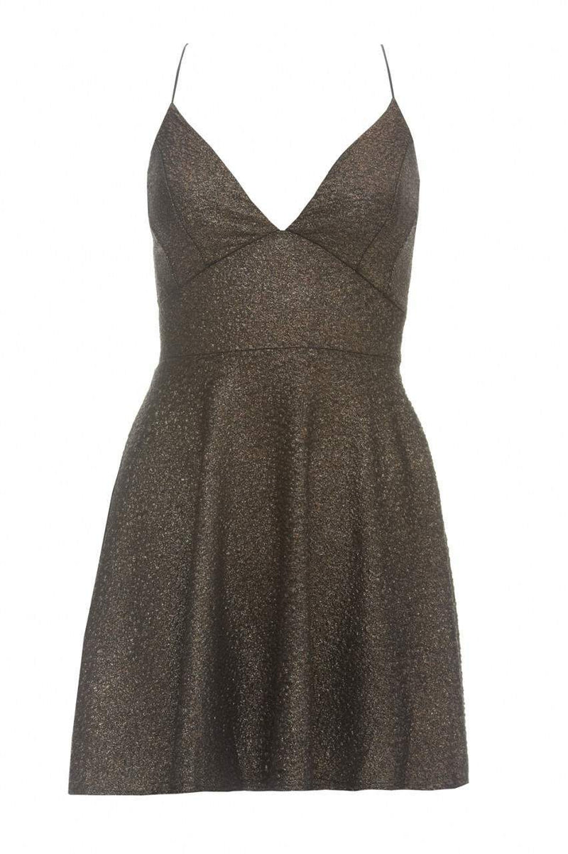 Metallic Plunge Front Skater Dress AX Paris Metallic Plunge Front Skater Dress AX Paris