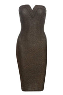 Metallic Boobtube Bodycon Midi Dress