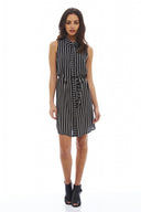 Pinstriped Sleeveless Shirt Dress