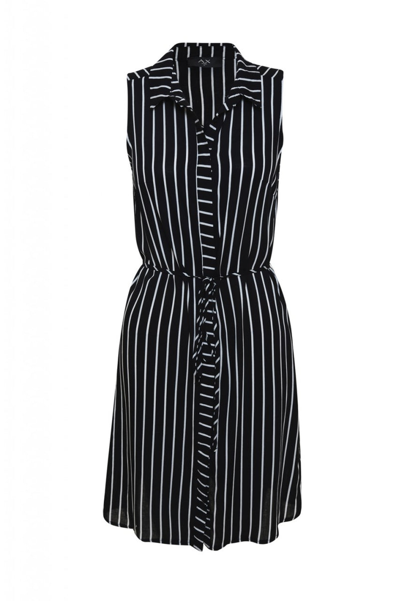 Pinstriped Sleeveless Shirt Dress