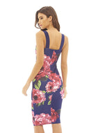 Zip Detail Floral Bodycon Dress