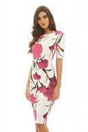 Short Sleeved Floral Midi Dress