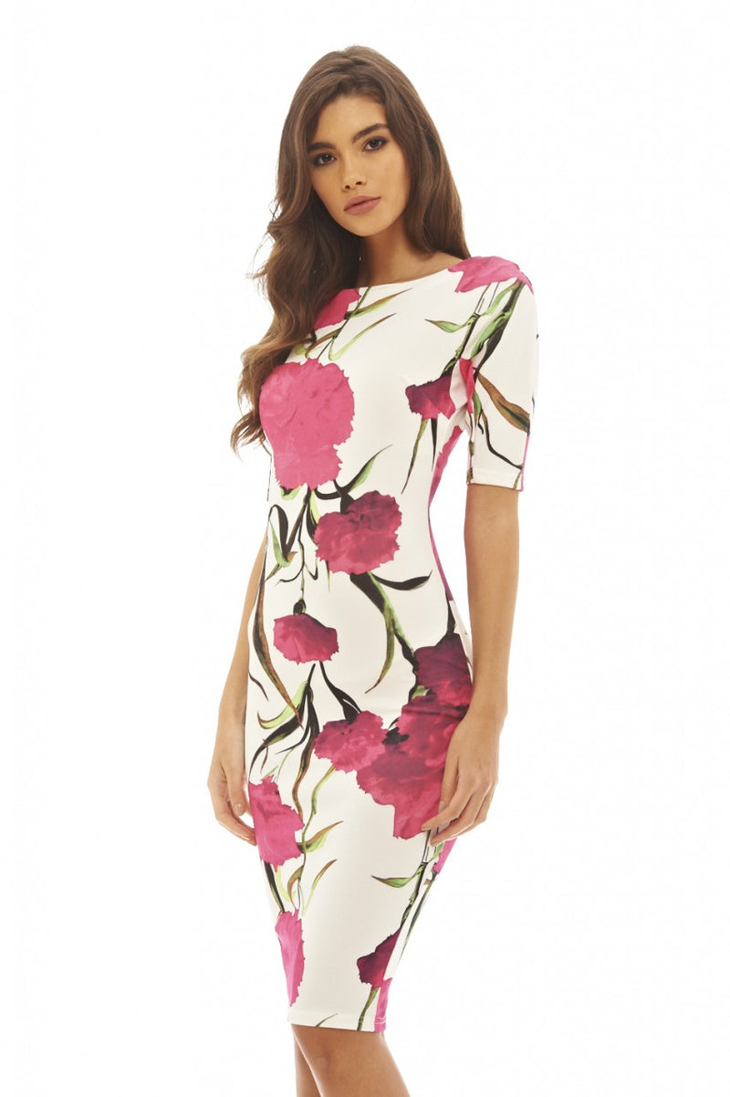 Short Sleeved Floral Midi Dress