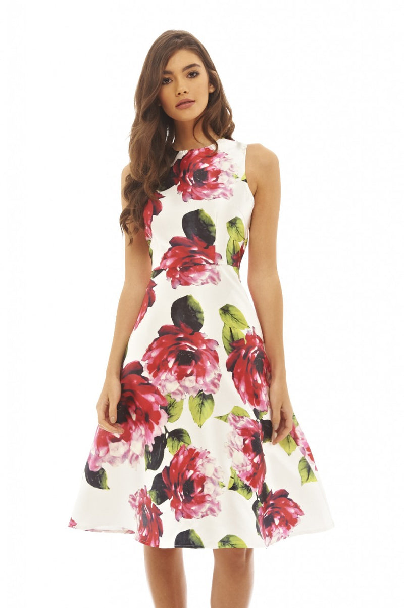 midi skater dress Floral Printed Midi Skater Dress – AX Paris