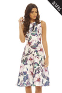 Floral Printed Midi Skater  Dress