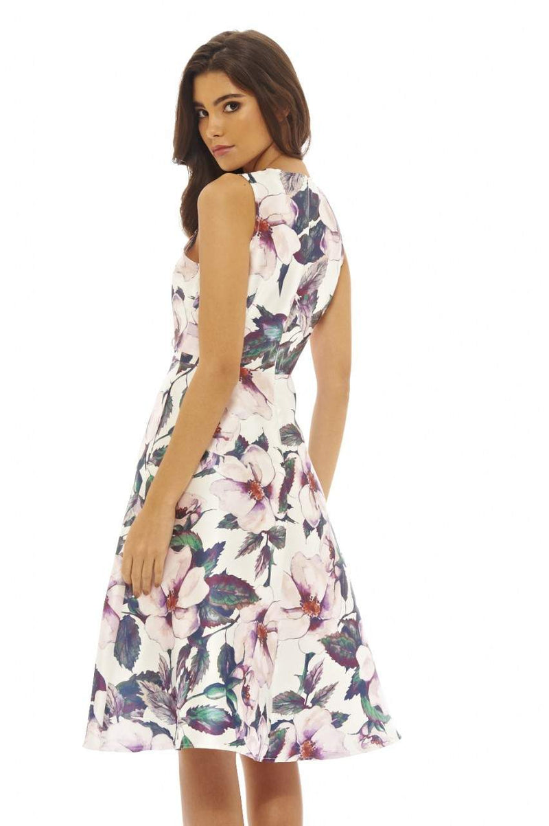 Floral Printed Midi Skater  Dress