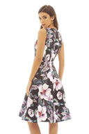 Floral Printed   Midi  Skater   Dress