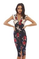 Flower Print Bodycon Zip Dress