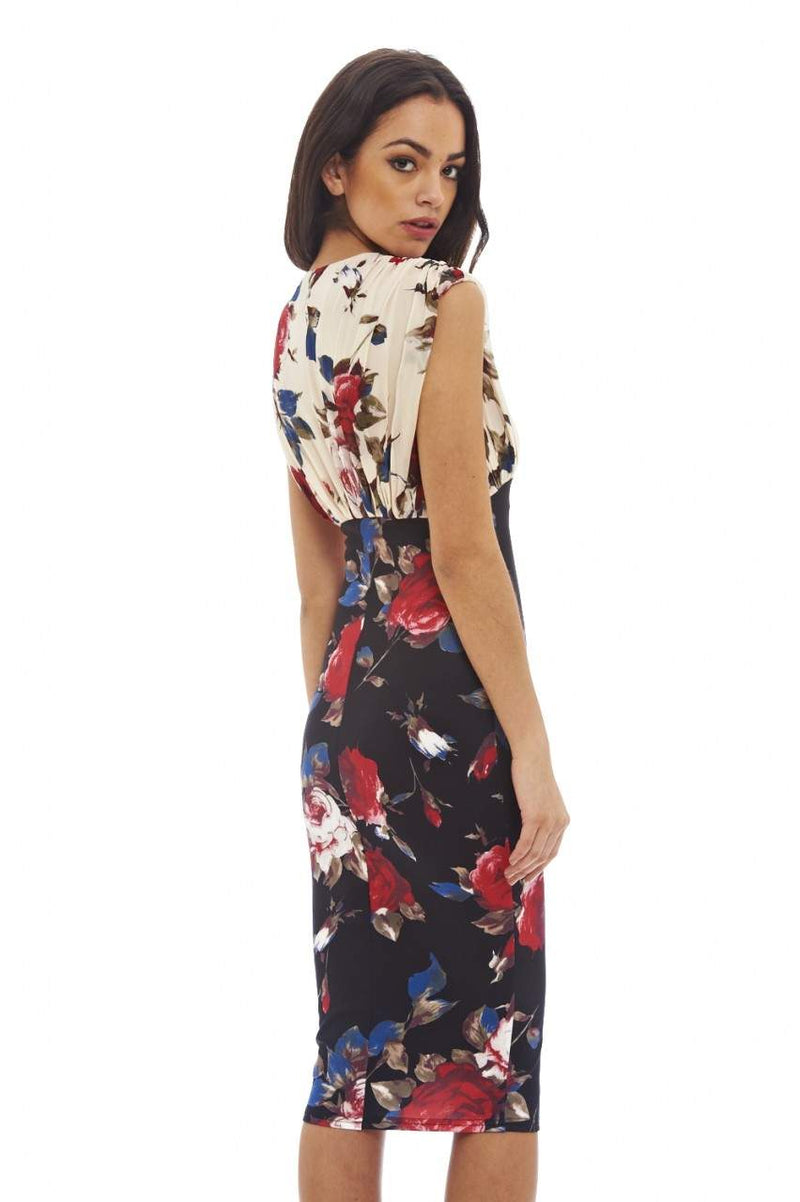 Flower Print Bodycon Zip Dress