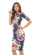 Bold Printed Floral Bodycon Dress
