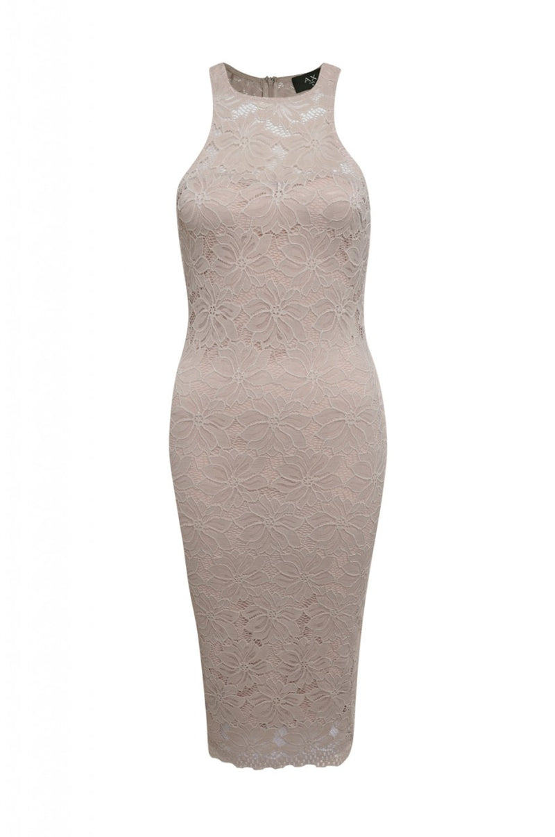 Cut In Neck Lace Bodycon Dress