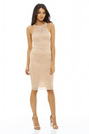 Cut In Neck Lace Bodycon Dress