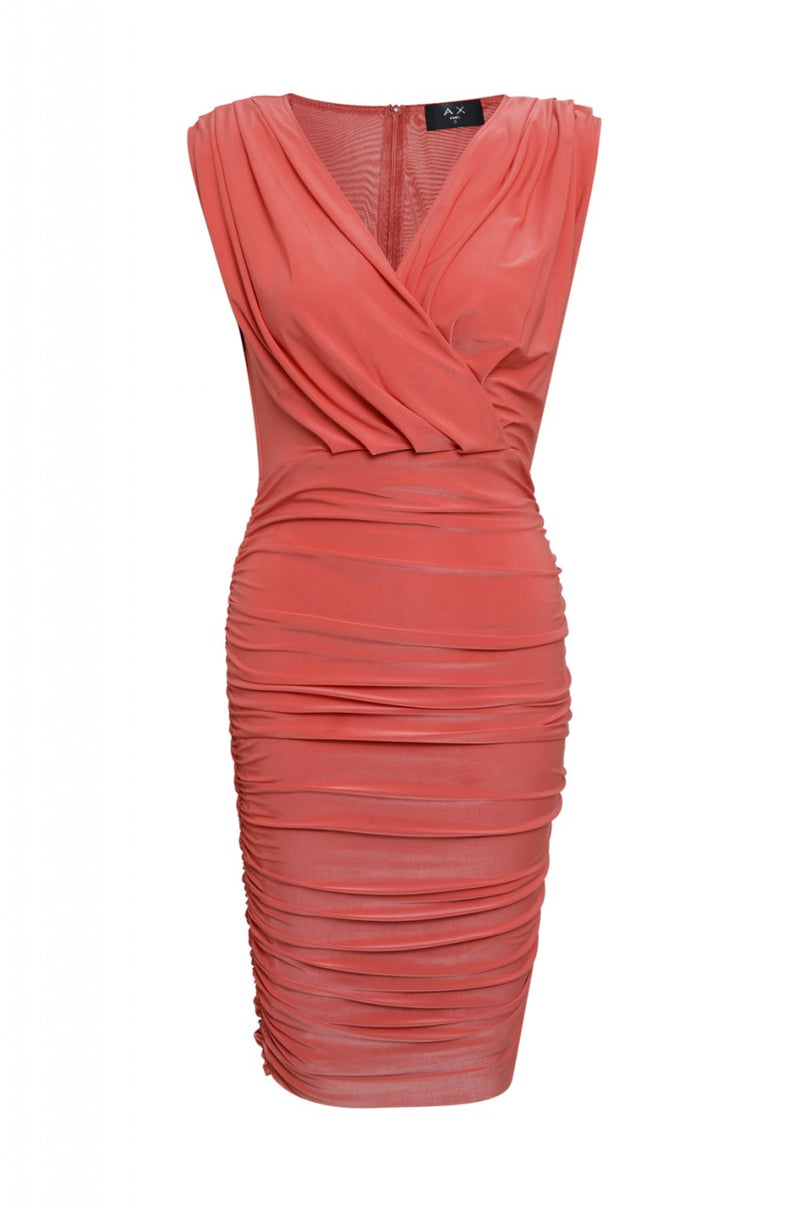 Ruched Wrap Front Midi Dress