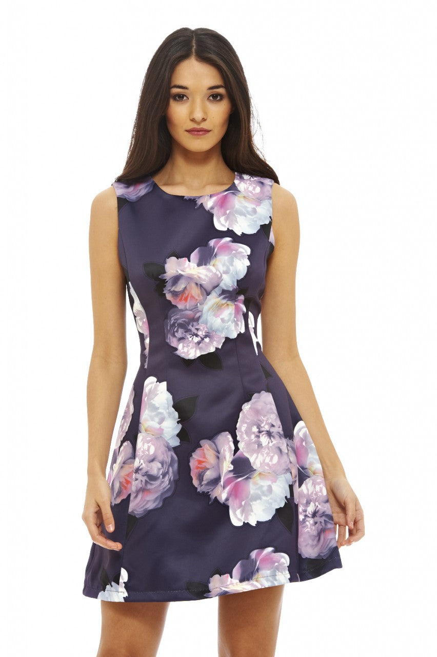 ax paris skater dress floral Multi Floral Wrap Top Belted Skater Dress AX Paris