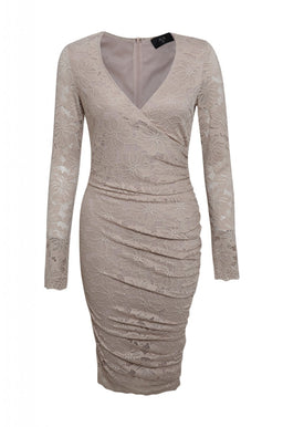 Long Sleeve Ruched Lace Dress