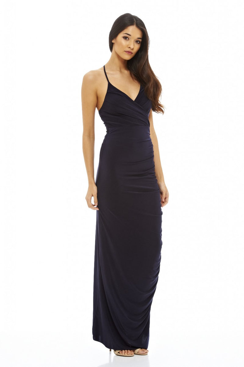 Ruched Slinky Maxi Dress