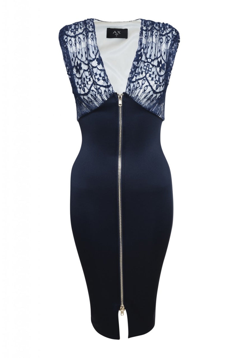 Lace Zip Front Bodycon Dress AX Paris Lace Zip Front Bodycon Dress AX Paris