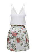 Rose Print 2 In 1 Dress