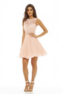 Nude Crochet Lace Skater Dress