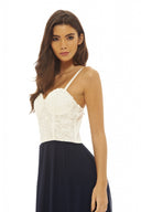 Contrast Lace Bodice Maxi Dress