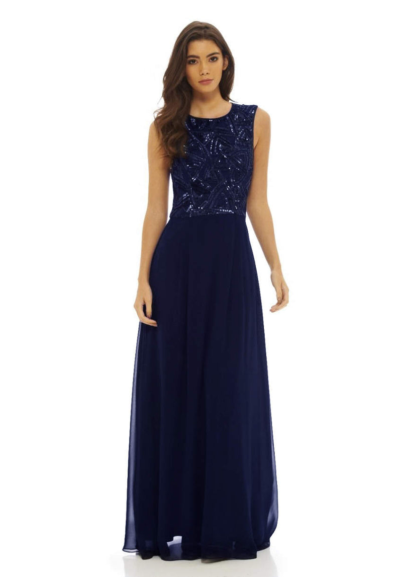 Sequin top long sales dress