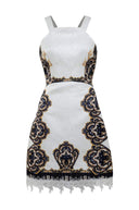 Cream Baroque Printed Dress