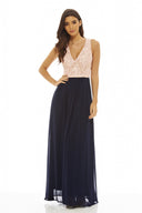 Contrast Lace Top Maxi Dress