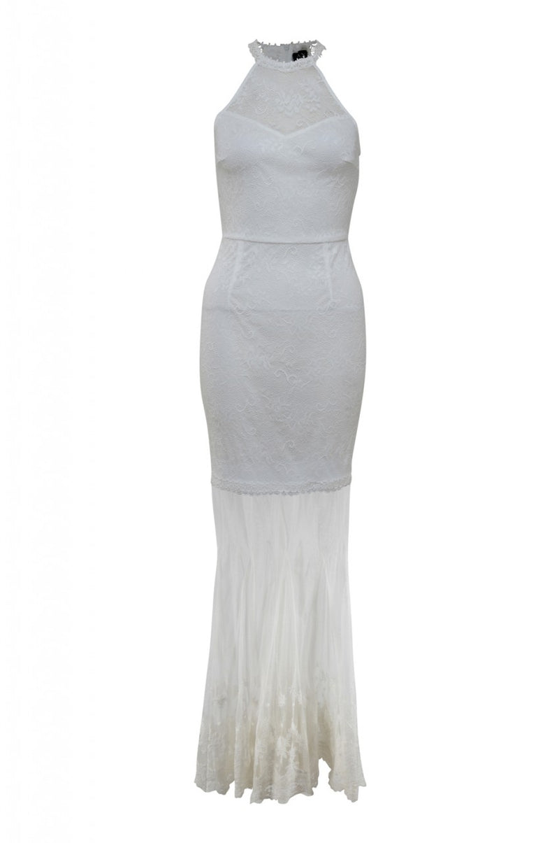 Cream Halterneck Maxi Dress