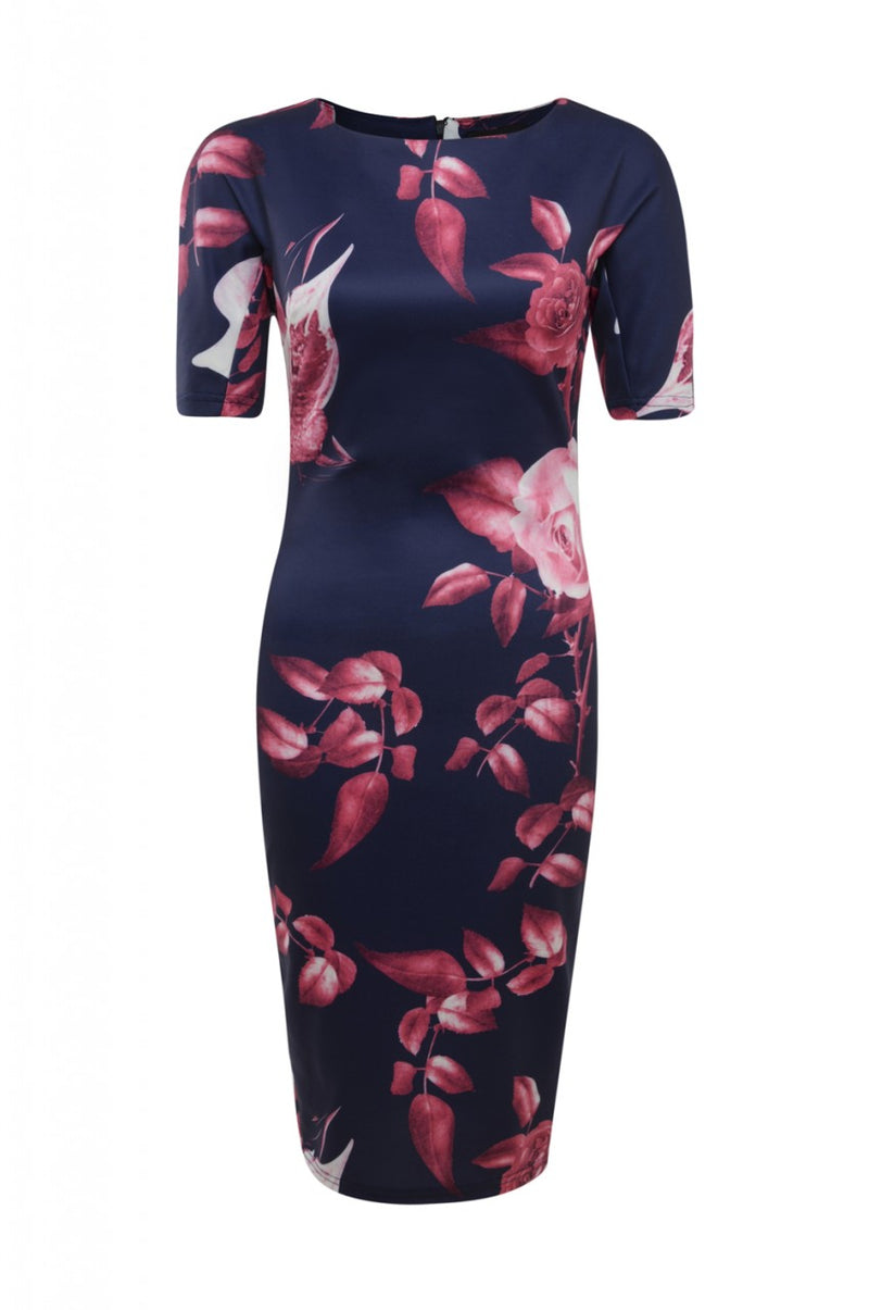 Rose Print Bodycon Dress